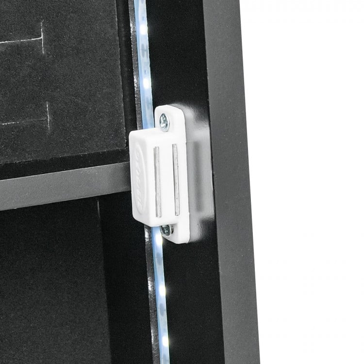 Freestanding Jewelry Armoire with Full-Length LED Mirror and 6 Storage Drawers – Black