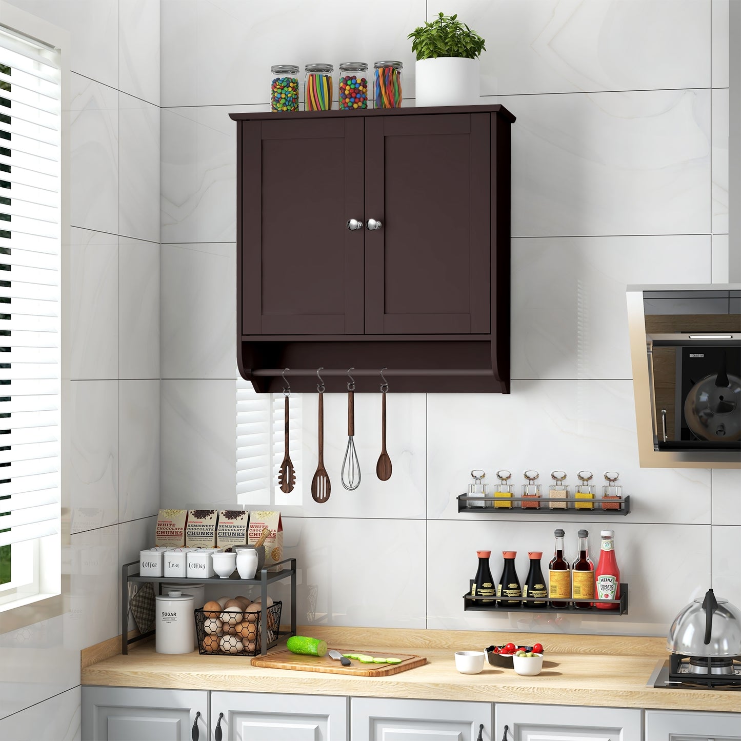 Elegant Wall-Mounted Medicine Cabinet with Adjustable Shelves & Towel Bar