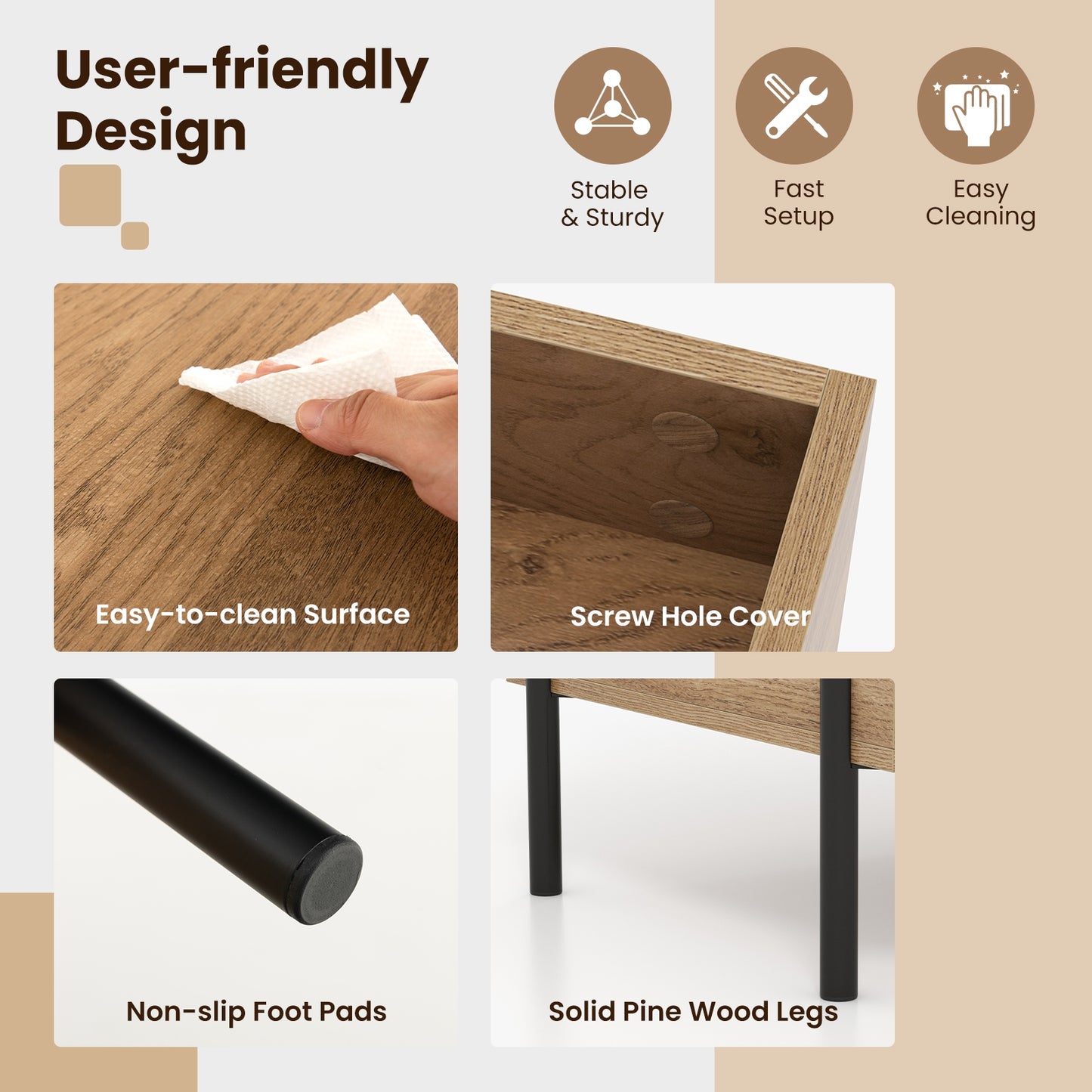 Lift-Top Coffee Table with Hidden Storage, Open Cubbies, and Metal Legs for Living Room