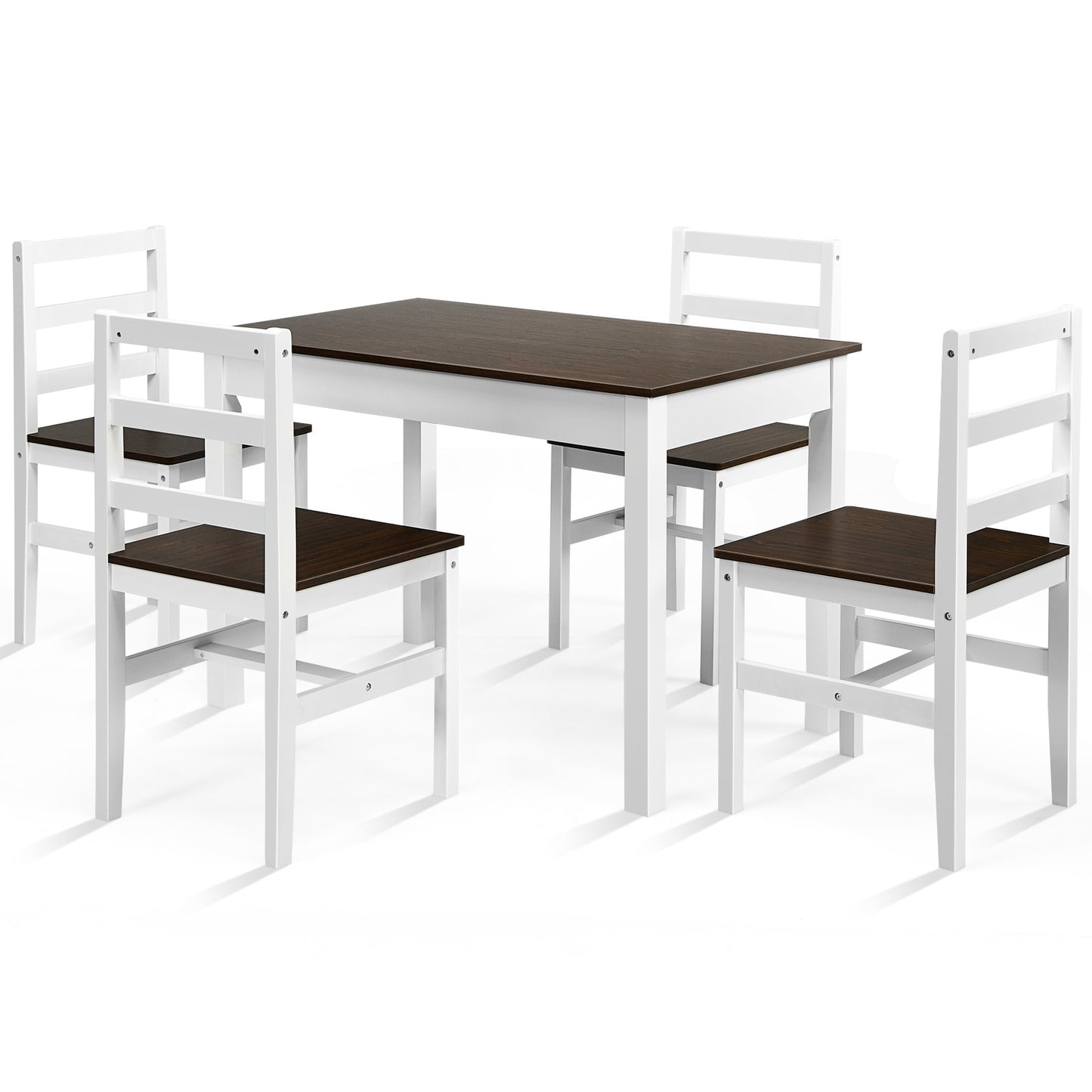5 Piece Solid Wood Kitchen Dining Set with Bench and Chairs