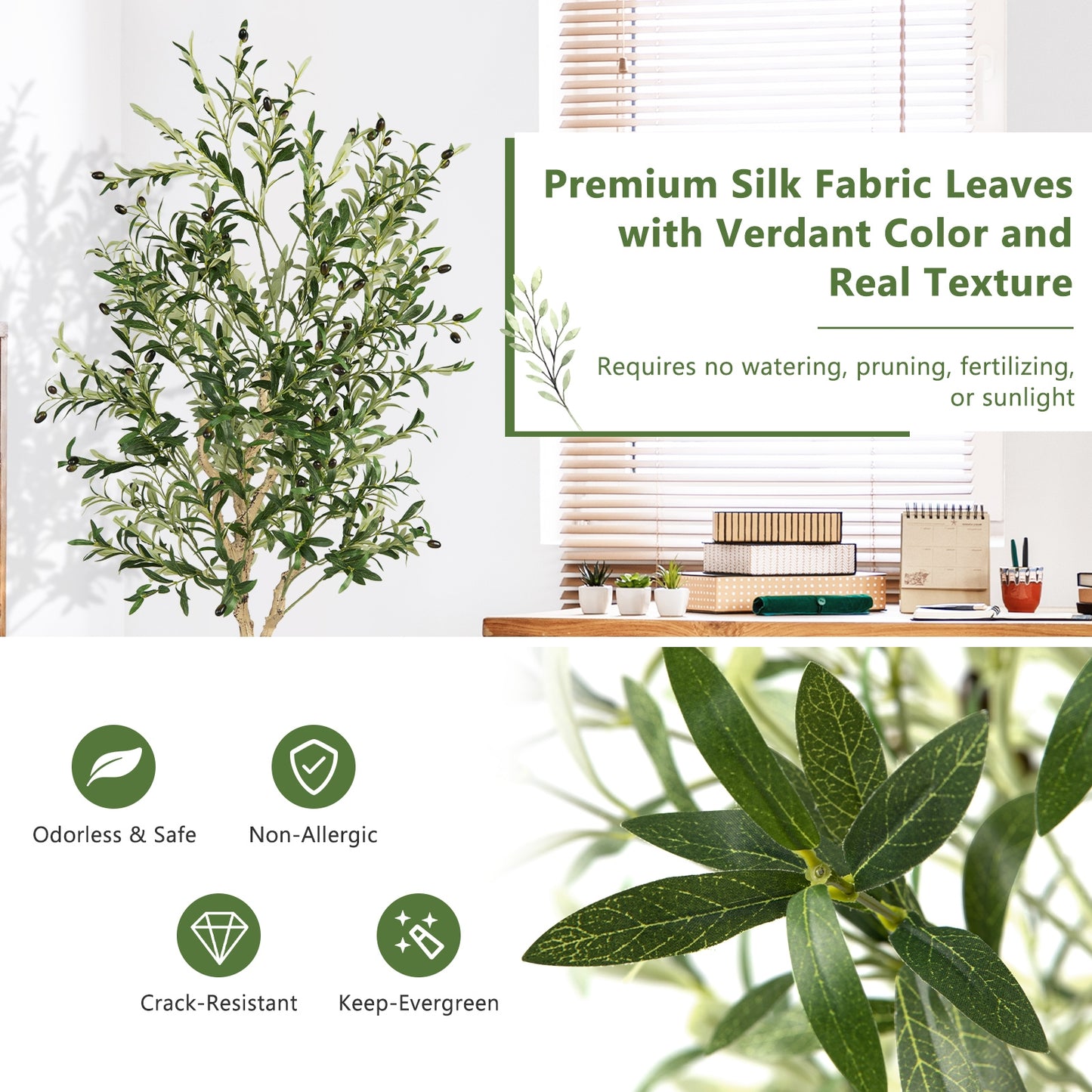 Elegant 6 Foot Artificial Olive Tree in Cement Pot for Home or Office