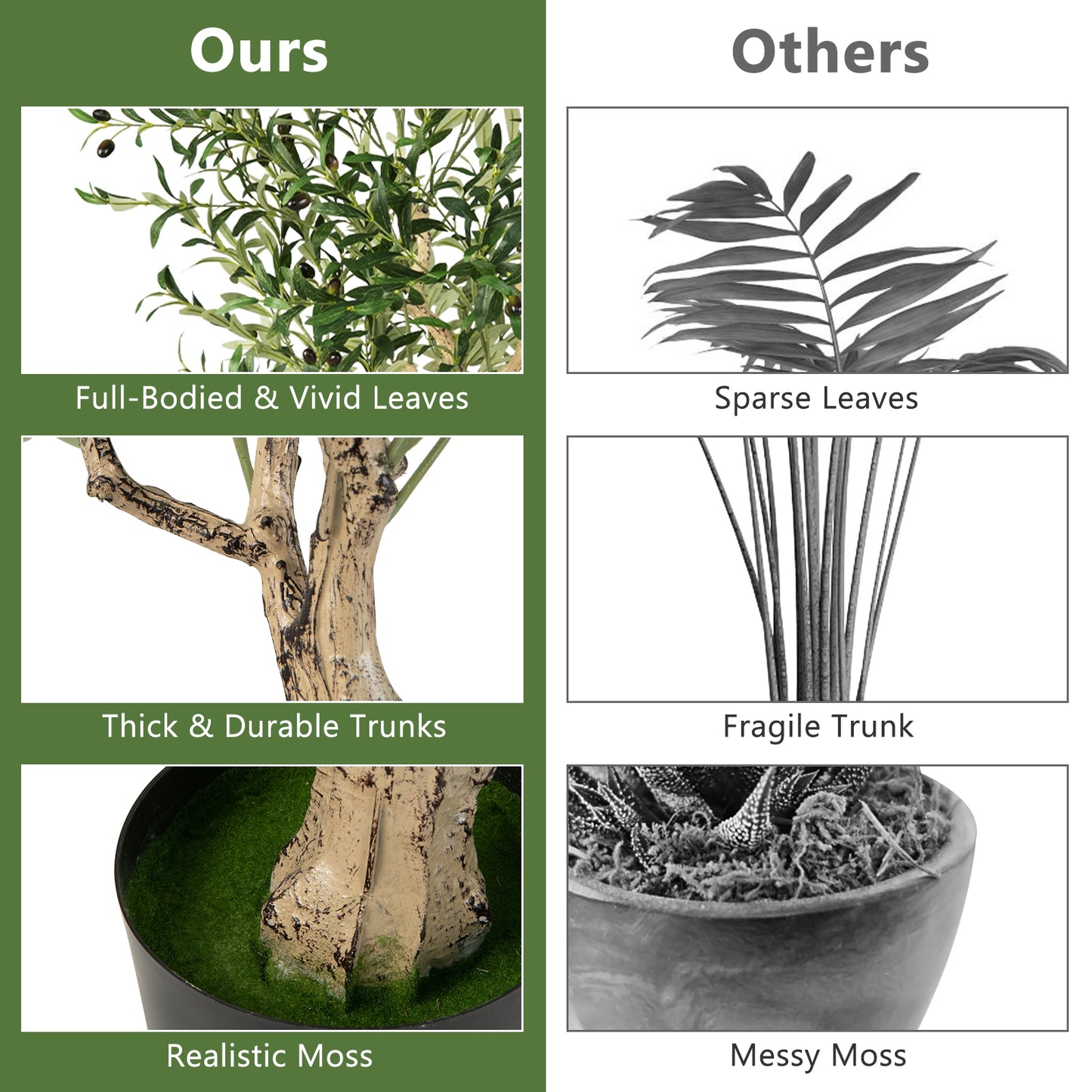 Elegant 6 Foot Artificial Olive Tree in Cement Pot for Home or Office