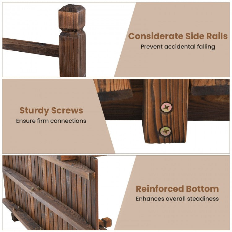 5ft Wooden Garden Bridge with Handrails for Outdoor Decoration and Landscaping - Brown