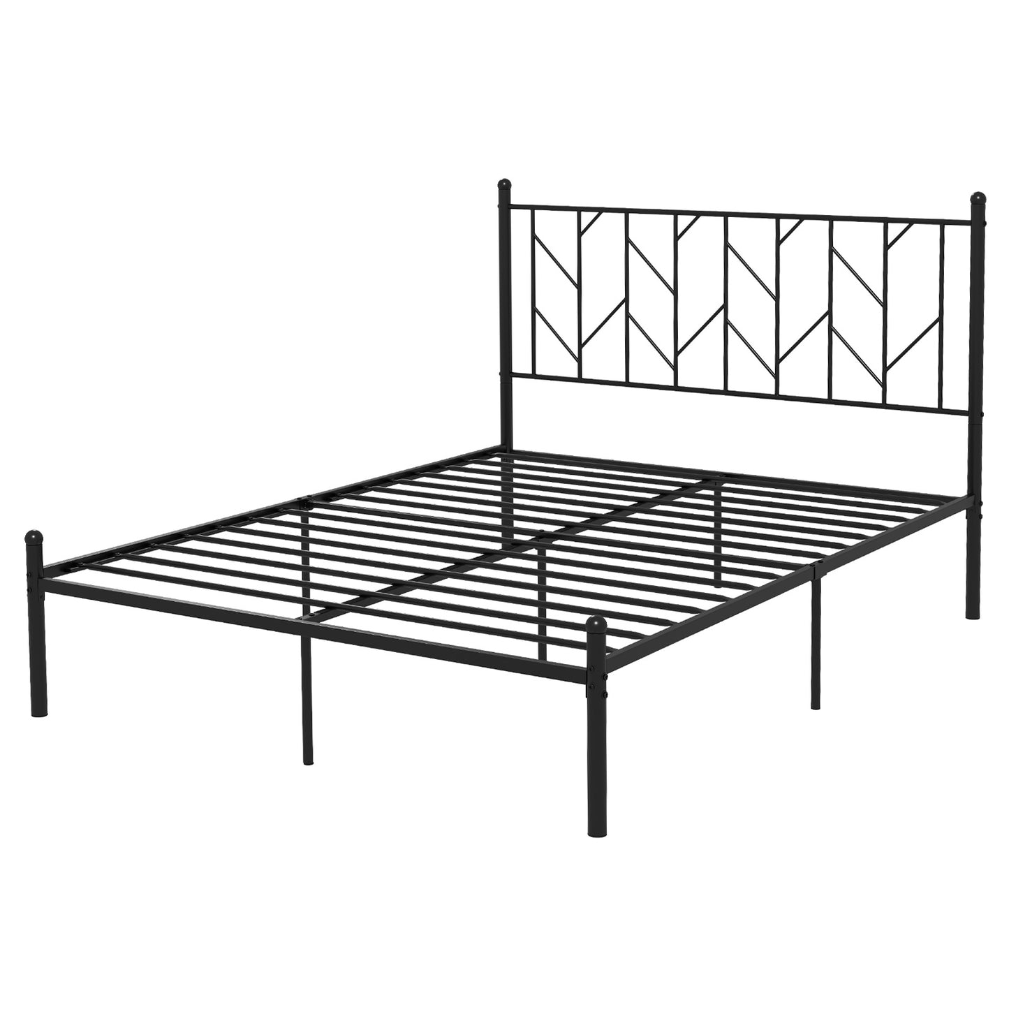 Stylish Branch Shaped Headboard Metal Platform Bed Frame with Sturdy Slat Support – Queen Size
