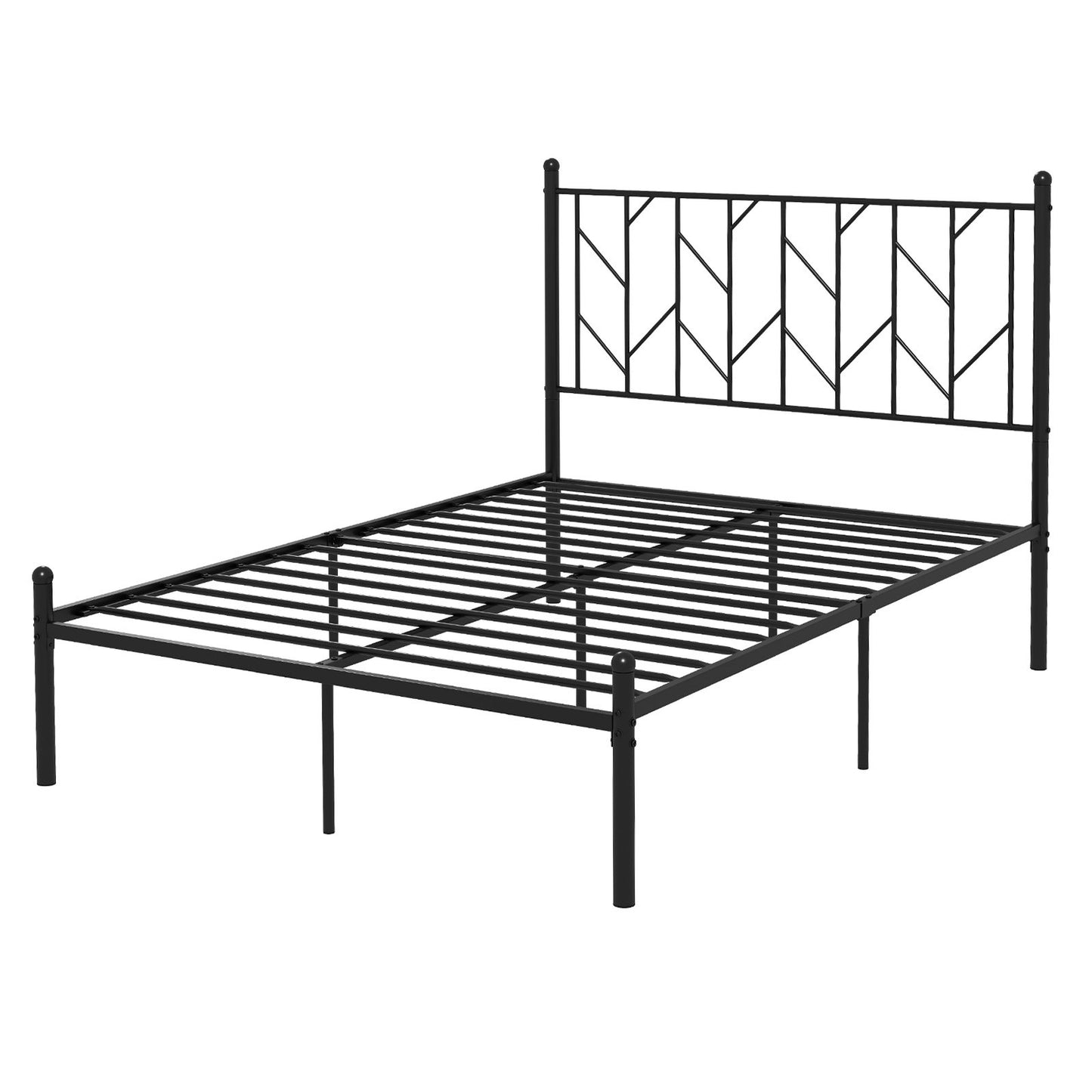 Stylish Branch Shaped Headboard Metal Platform Bed Frame with Sturdy Slat Support – Full Size