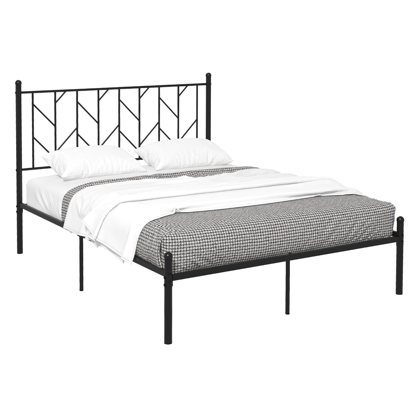 Stylish Branch Shaped Headboard Metal Platform Bed Frame with Sturdy Slat Support – Full Size