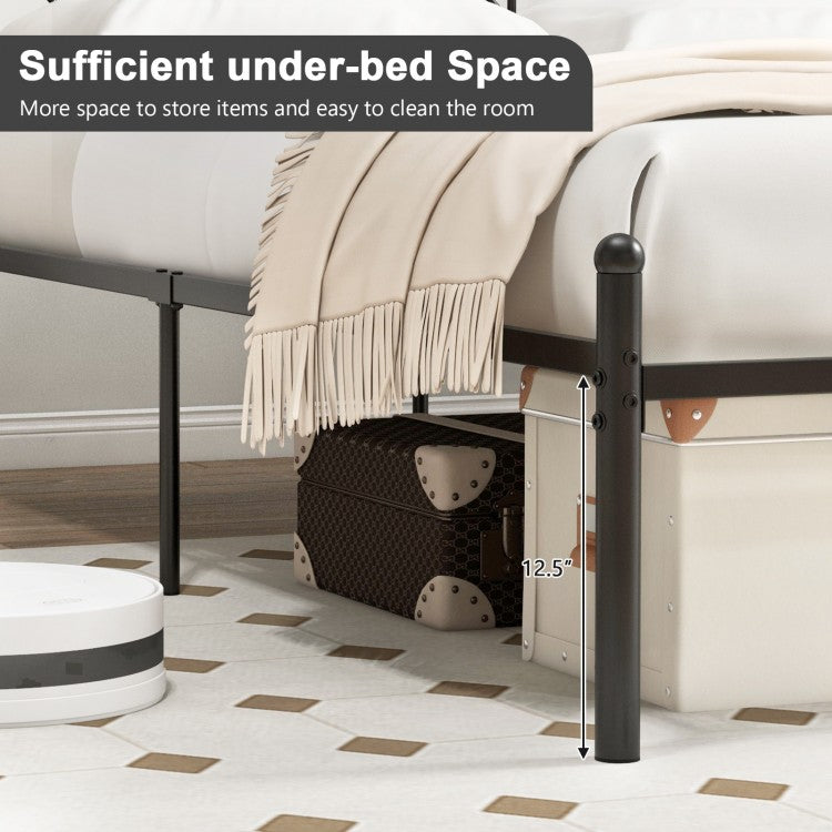 Stylish Branch Shaped Headboard Metal Platform Bed Frame with Sturdy Slat Support – Full Size