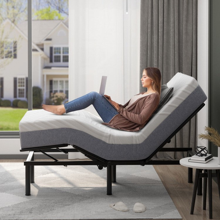 Twin XL Adjustable Bed Mattress with Gel Memory Foam & Convoluted Foam for Enhanced Comfort