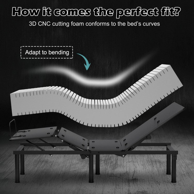 Twin XL Adjustable Bed Mattress with Gel Memory Foam & Convoluted Foam for Enhanced Comfort