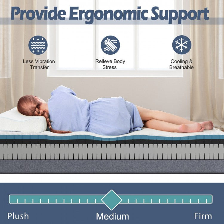 Twin XL Adjustable Bed Mattress with Gel Memory Foam & Convoluted Foam for Enhanced Comfort