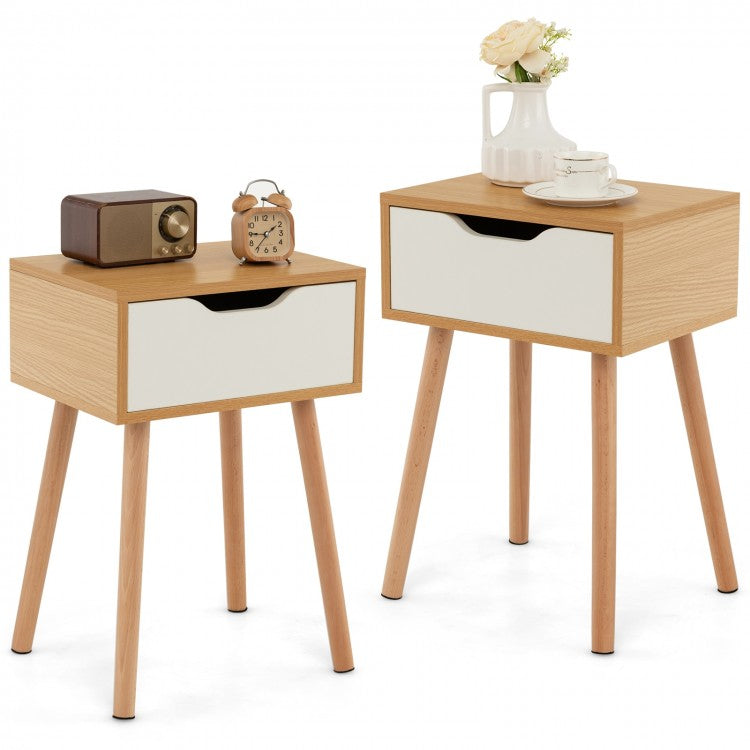 Mid Century Modern Nightstand with Storage Drawer for Bedroom or Living Room