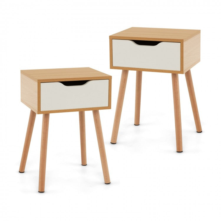 Mid Century Modern Nightstand with Storage Drawer for Bedroom or Living Room