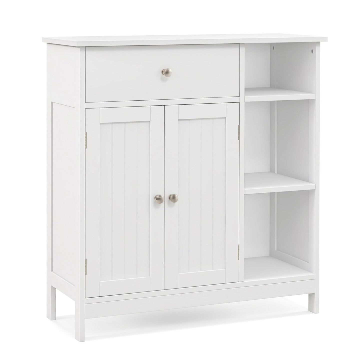 5-Shelf Freestanding Storage Cabinet with Adjustable Shelf, Drawer & Open Compartments
