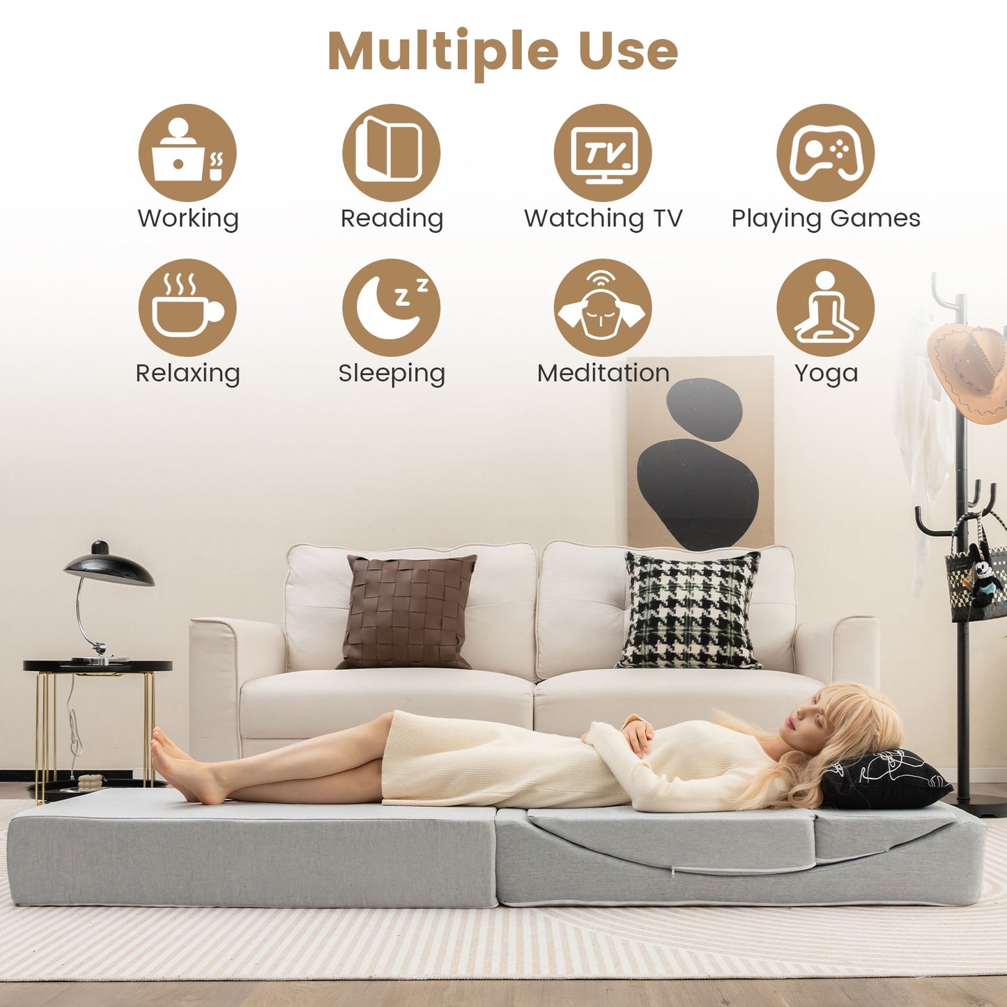 4-in-1 Convertible Sofa Bed with High-Density Foam for Ultimate Comfort & Versatility