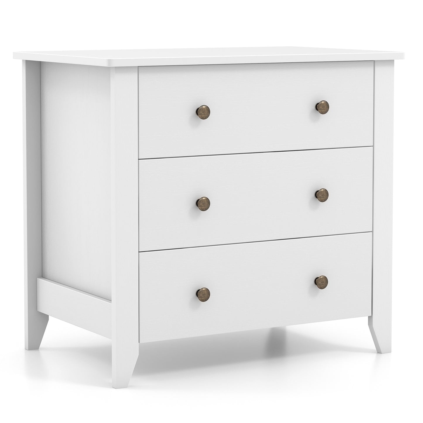 3-Drawer Storage Dresser Chest, Compact Bedside Table with Organizational Drawers – White