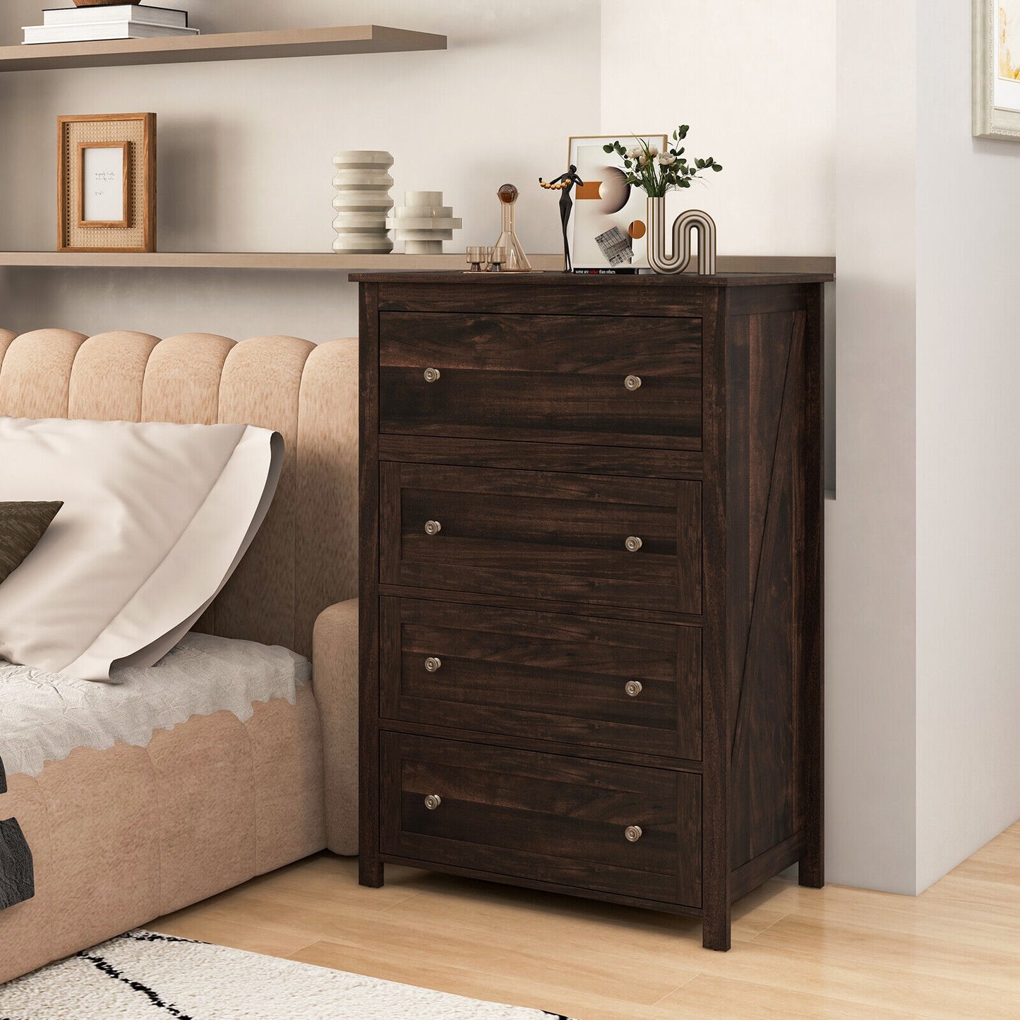 Modern 4 Drawer Storage Dresser with Spacious Drawers for Bedroom Living Room Nursery Closet