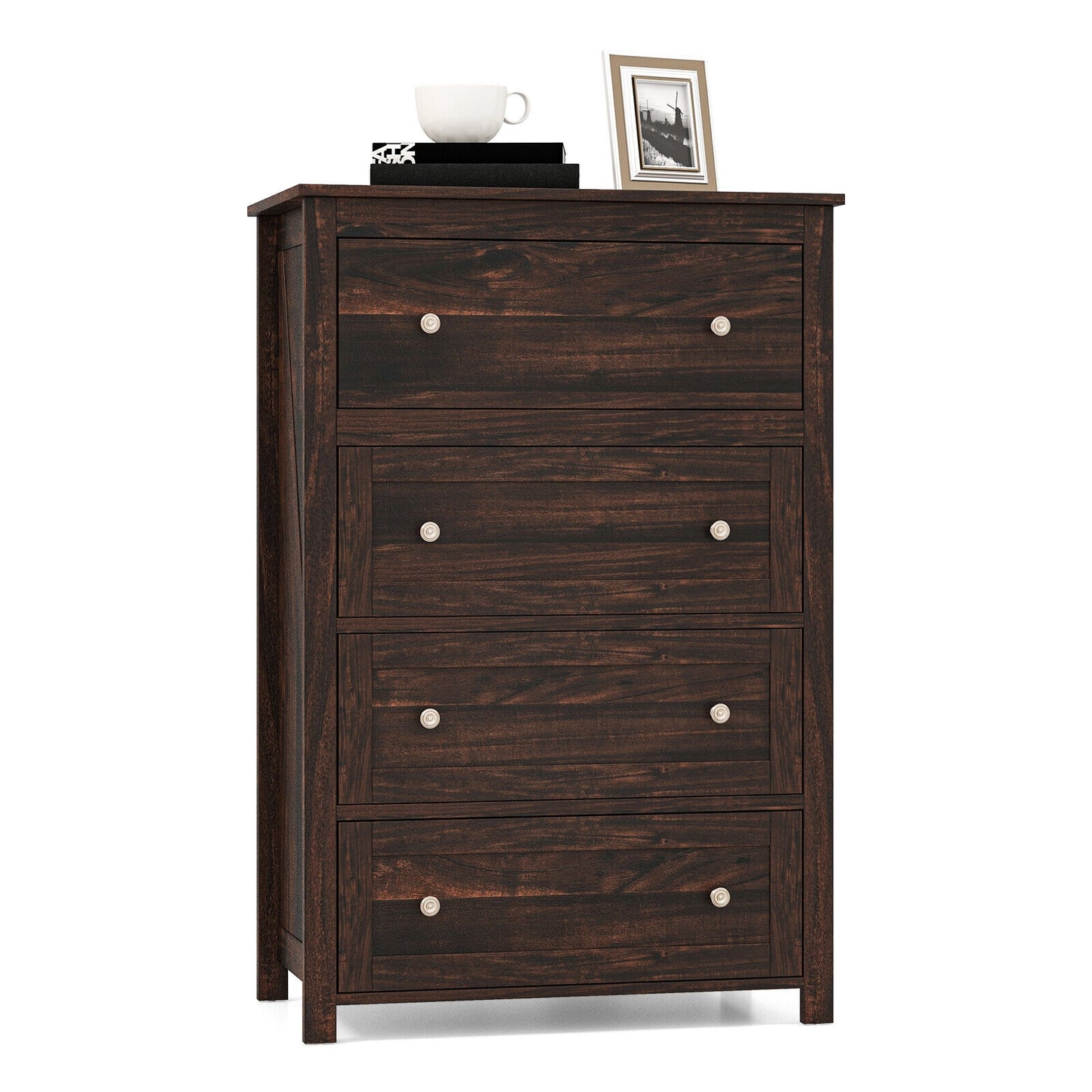 Modern 4 Drawer Storage Dresser with Spacious Drawers for Bedroom Living Room Nursery Closet