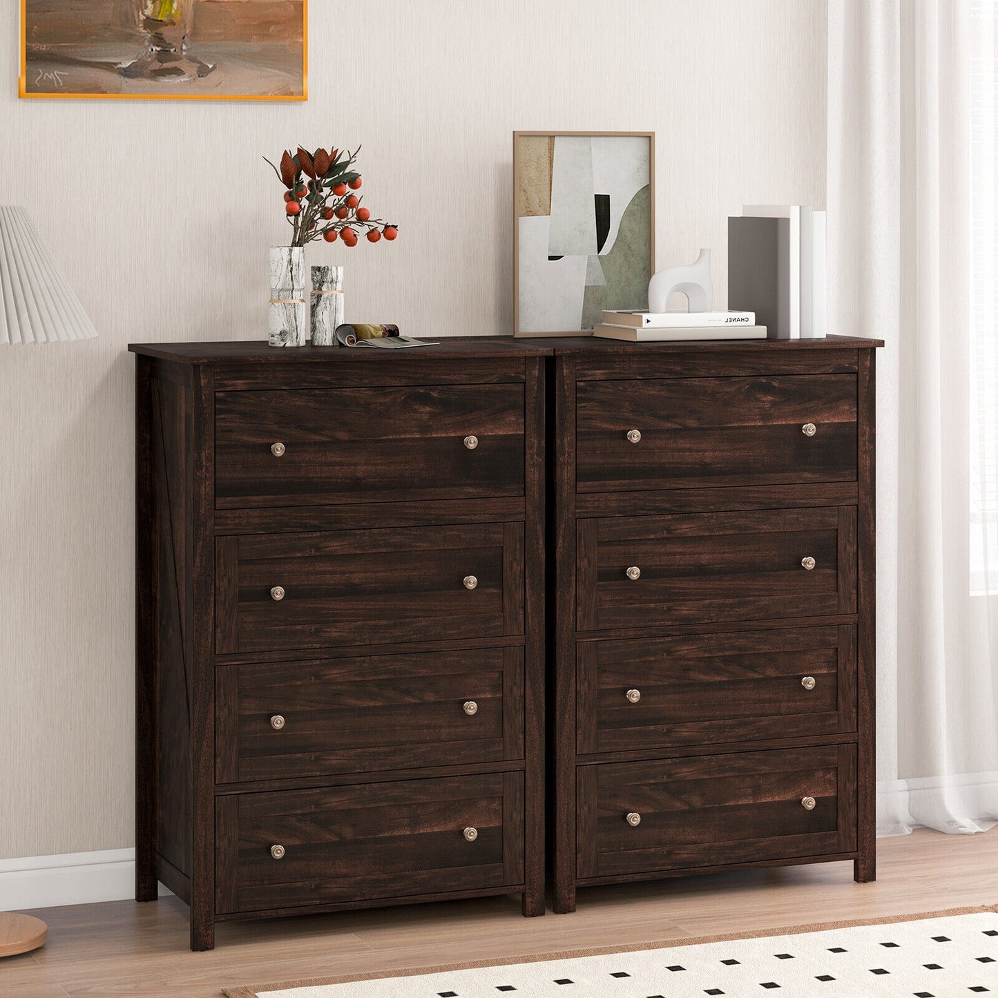 Modern 4 Drawer Storage Dresser with Spacious Drawers for Bedroom Living Room Nursery Closet