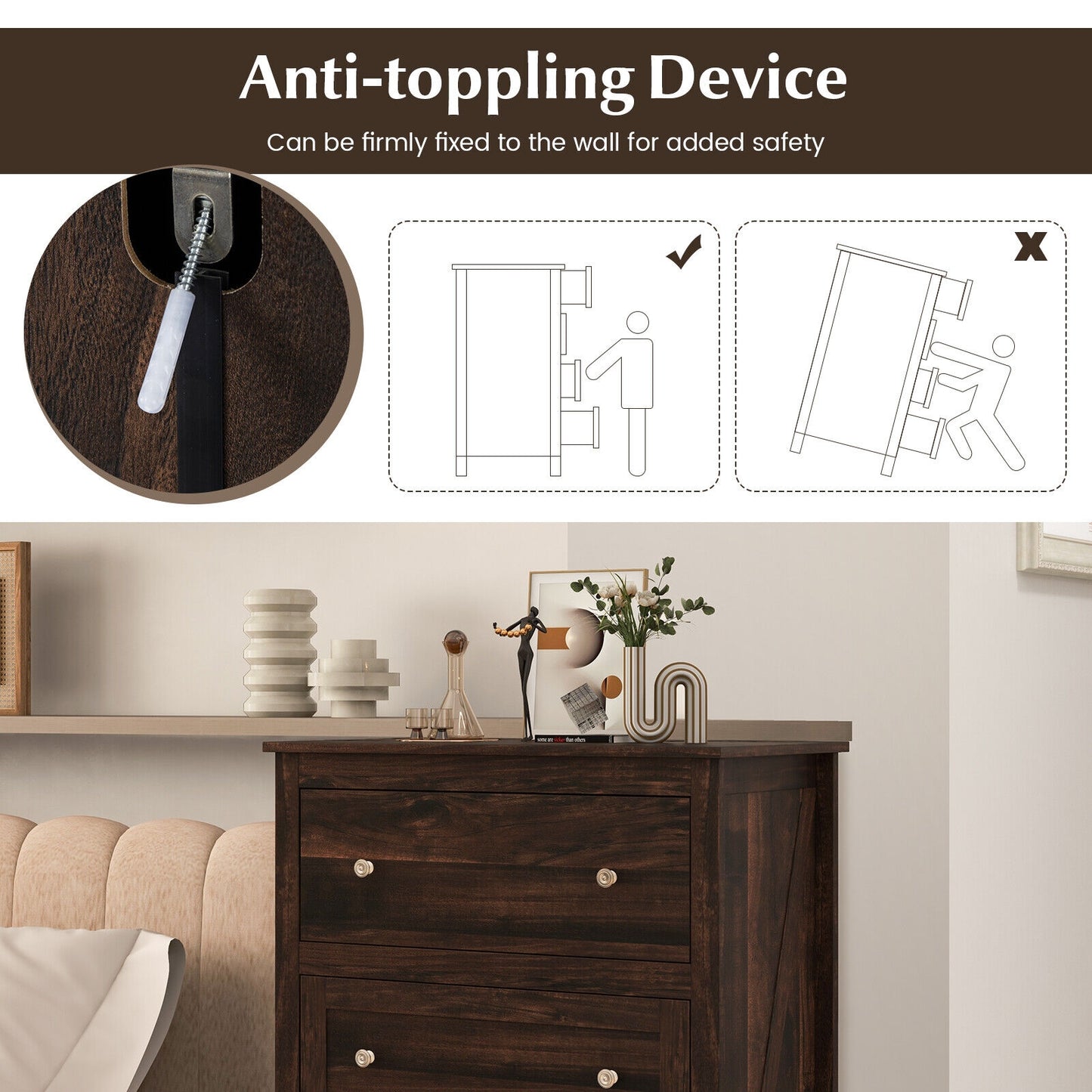 Modern 4 Drawer Storage Dresser with Spacious Drawers for Bedroom Living Room Nursery Closet