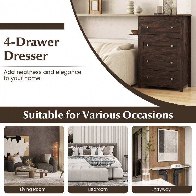 Modern 4 Drawer Storage Dresser with Spacious Drawers for Bedroom Living Room Nursery Closet