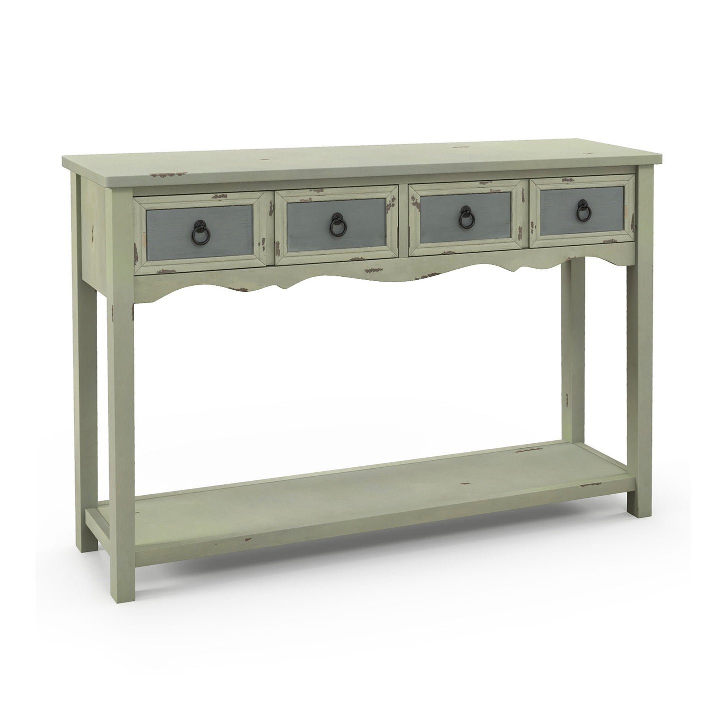 Classic Entryway Table with Two Storage Drawers and Open Shelf 48 Inch Farmhouse Look