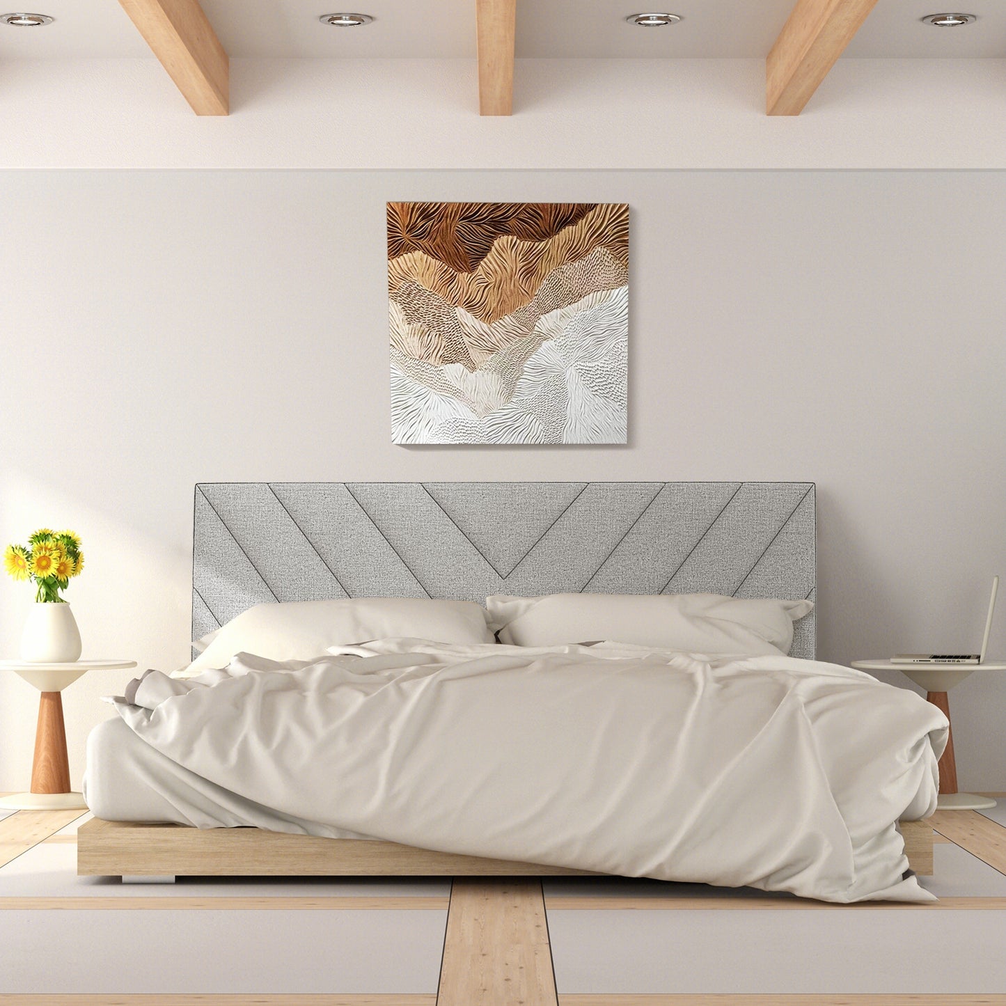 Adjustable Linen Upholstered Headboard for Full & Queen Size Beds - Grey