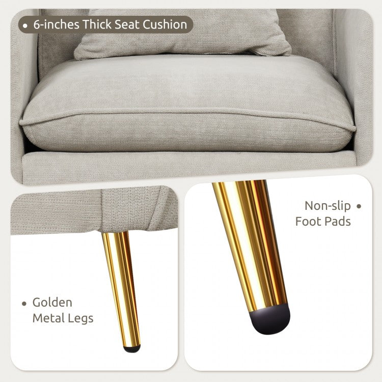 Elegant Chenille Velvet Accent Chair with Cushioned Seat and Side Storage
