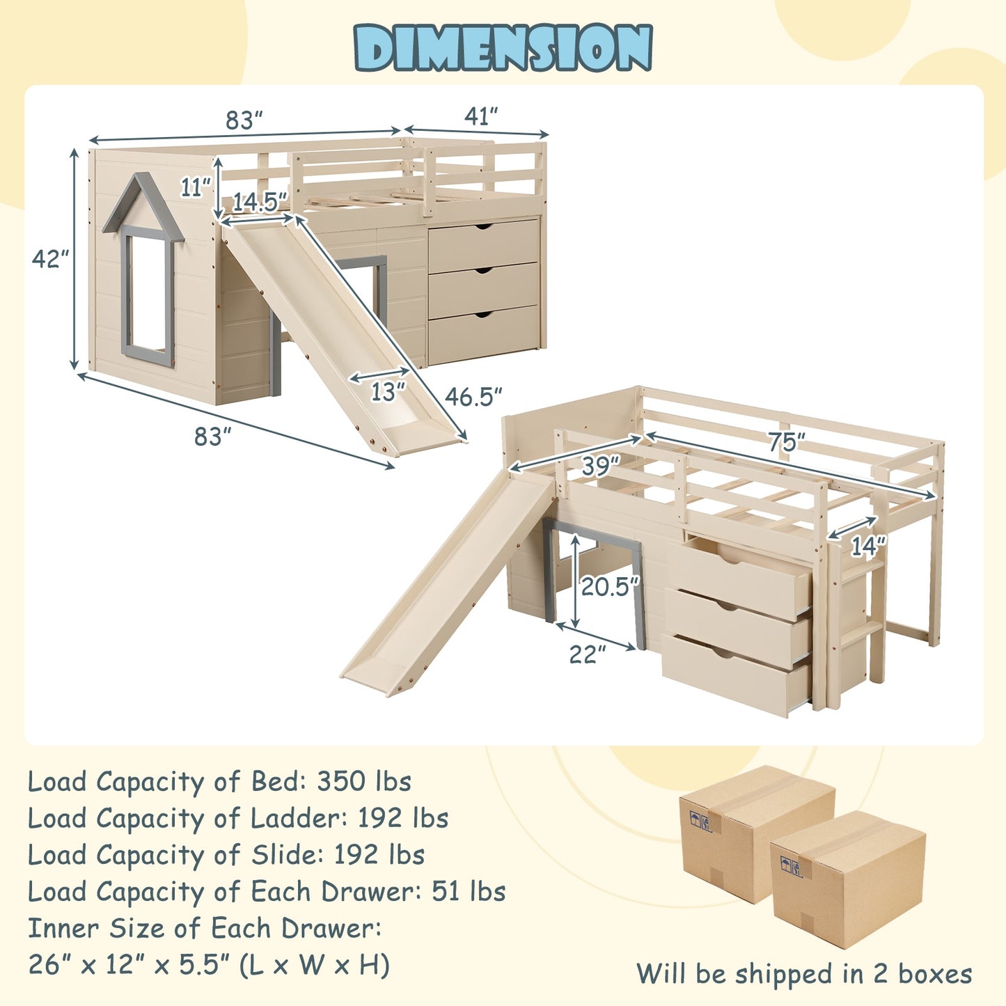Multifunctional 3-In-1 Twin Loft Bed with Slide, Ladder, and Storage Drawers for Kids and Teens