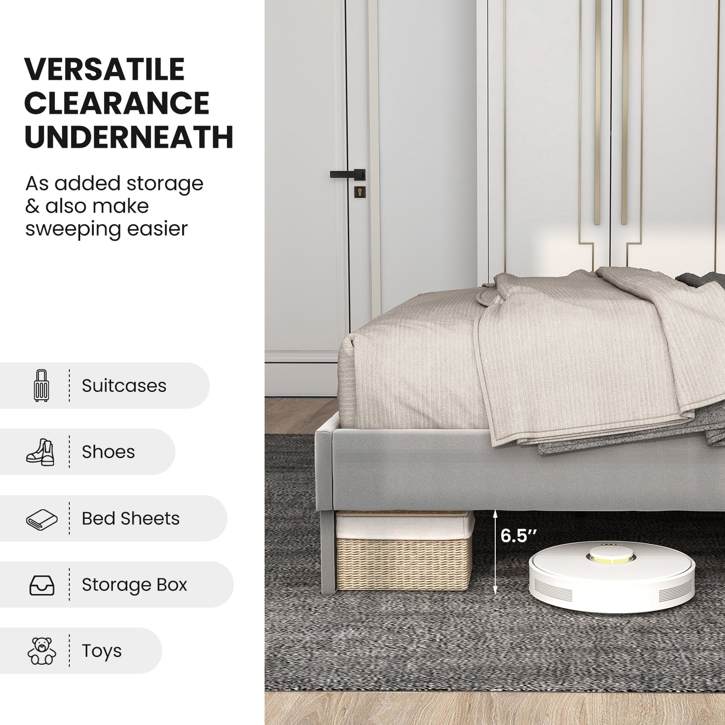 Luxurious Velvet Platform Bed with High Headboard and Wooden Slats - Twin Size