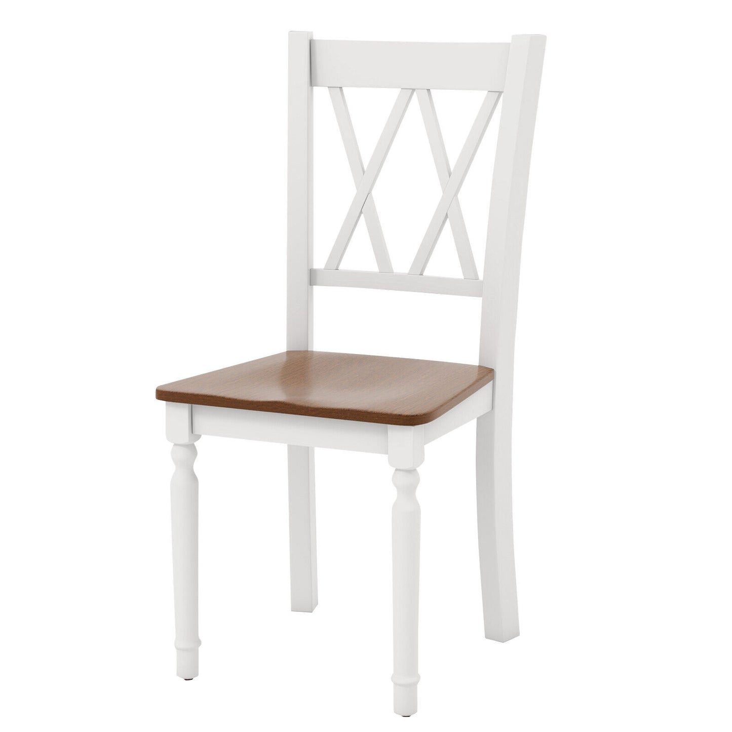 Farmhouse Wooden Dining Chairs with Rubber Wood Seat and Curved Backrest, Set of 2/4
