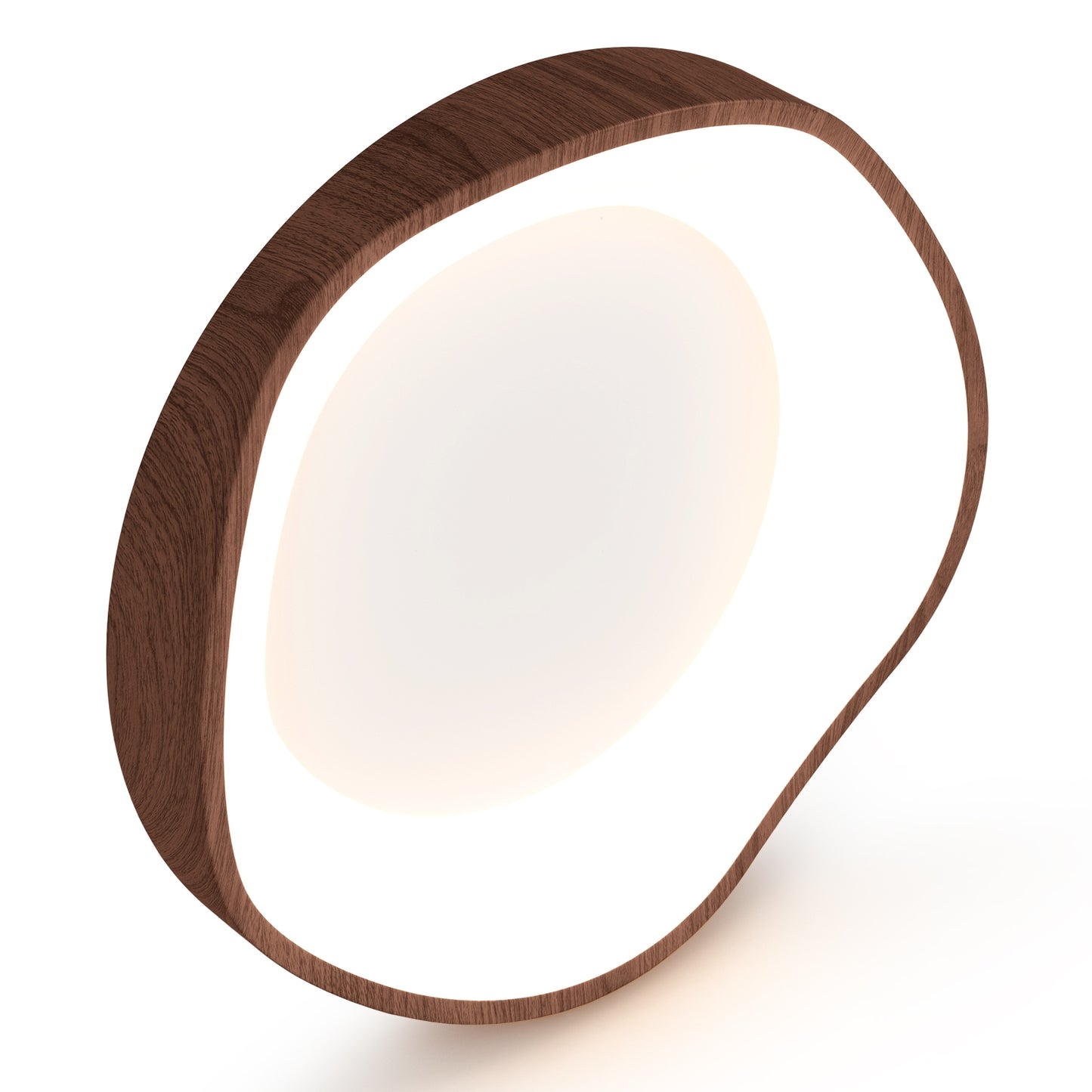 24W LED Mount Ceiling Light with Wood Texture & Metal Frame – Brown