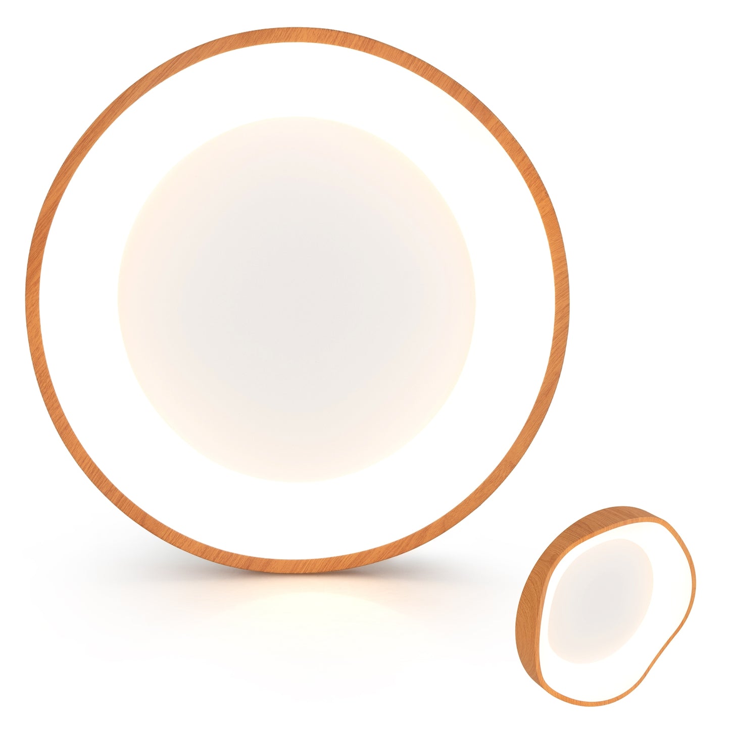 24W LED Mount Ceiling Light with Wood Texture & Metal Frame – Natural