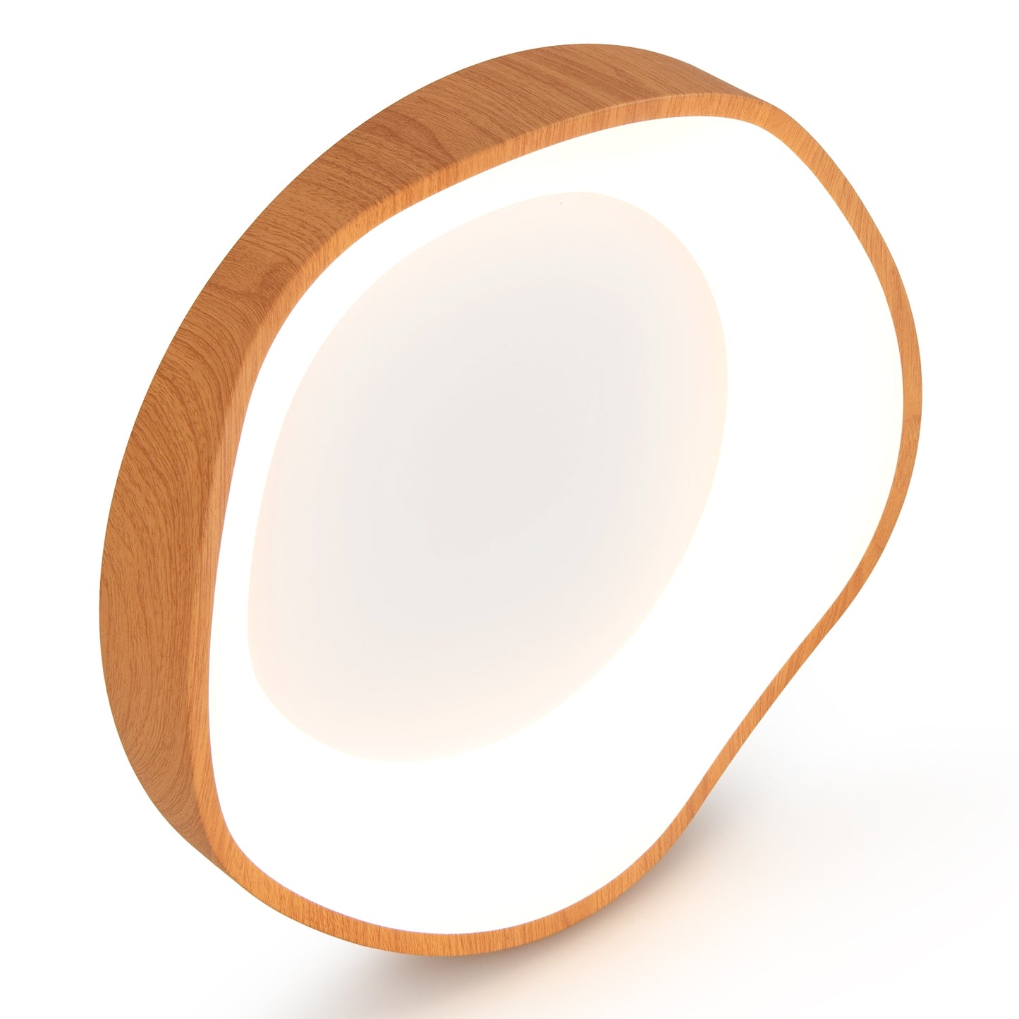 24W LED Mount Ceiling Light with Wood Texture & Metal Frame – Natural