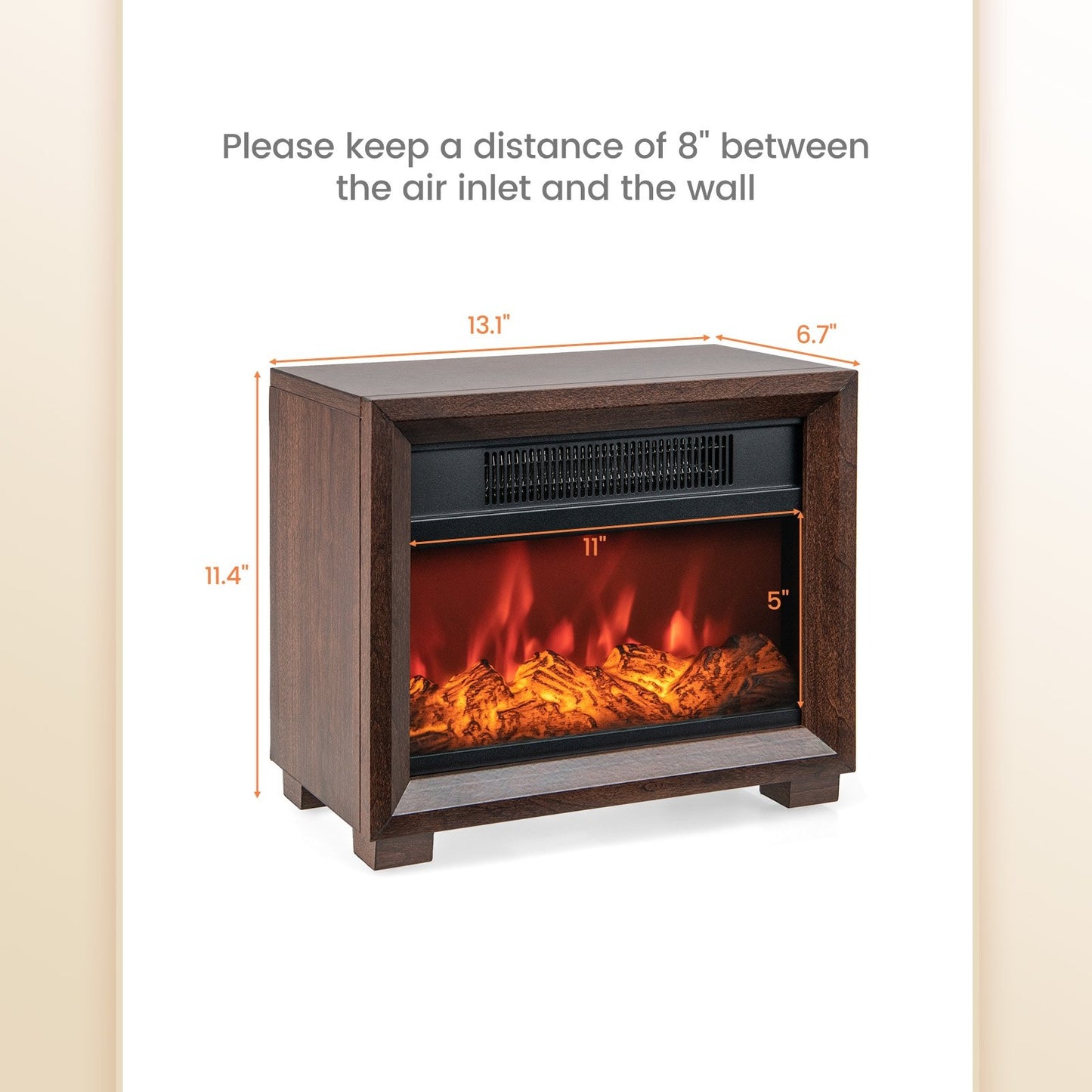 Compact Wooden Tabletop Fireplace with Realistic Flame Effect