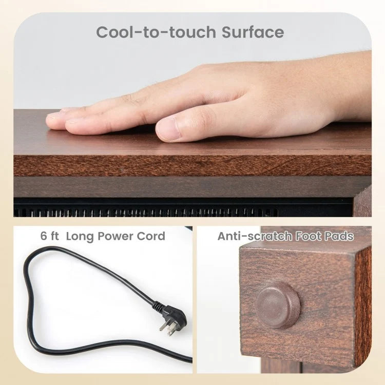 Compact Wooden Tabletop Fireplace with Realistic Flame Effect