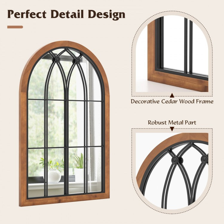 Arched Window Design Wall Mirror with Sturdy Backboard