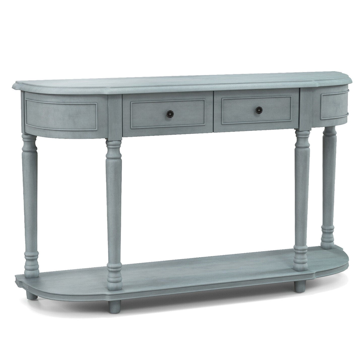 Retro Entryway Table with Two Storage Drawers and Bottom Shelf, 52 Inch Accent Console