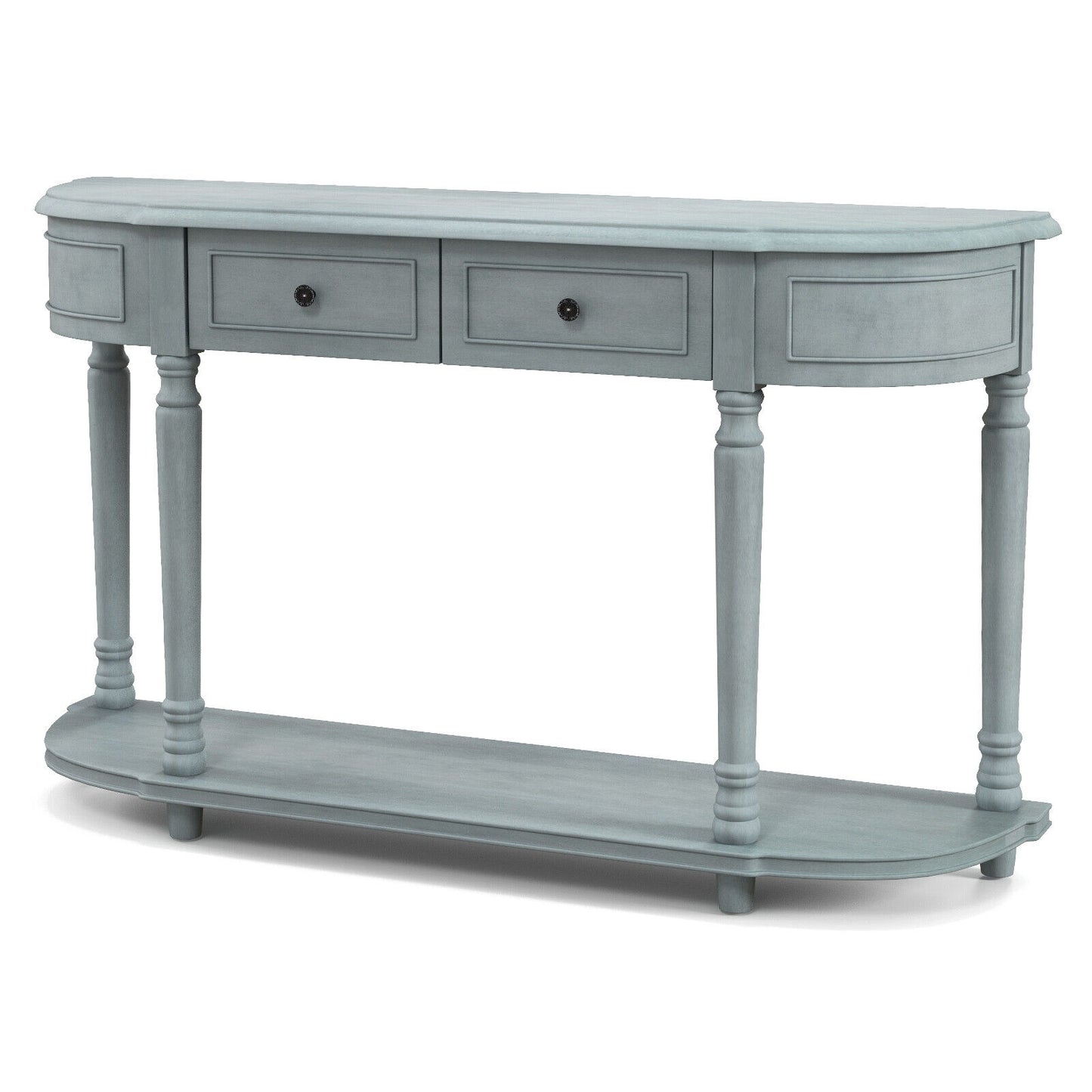 Retro Entryway Table with Two Storage Drawers and Bottom Shelf, 52 Inch Accent Console
