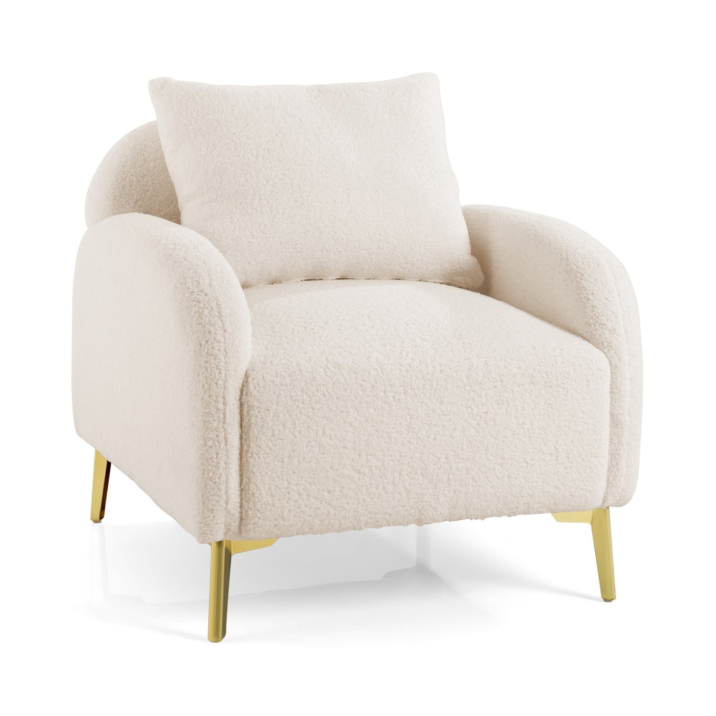 Cozy Faux Fur Lounge Chair with Plush Cushion and Removable Pillow