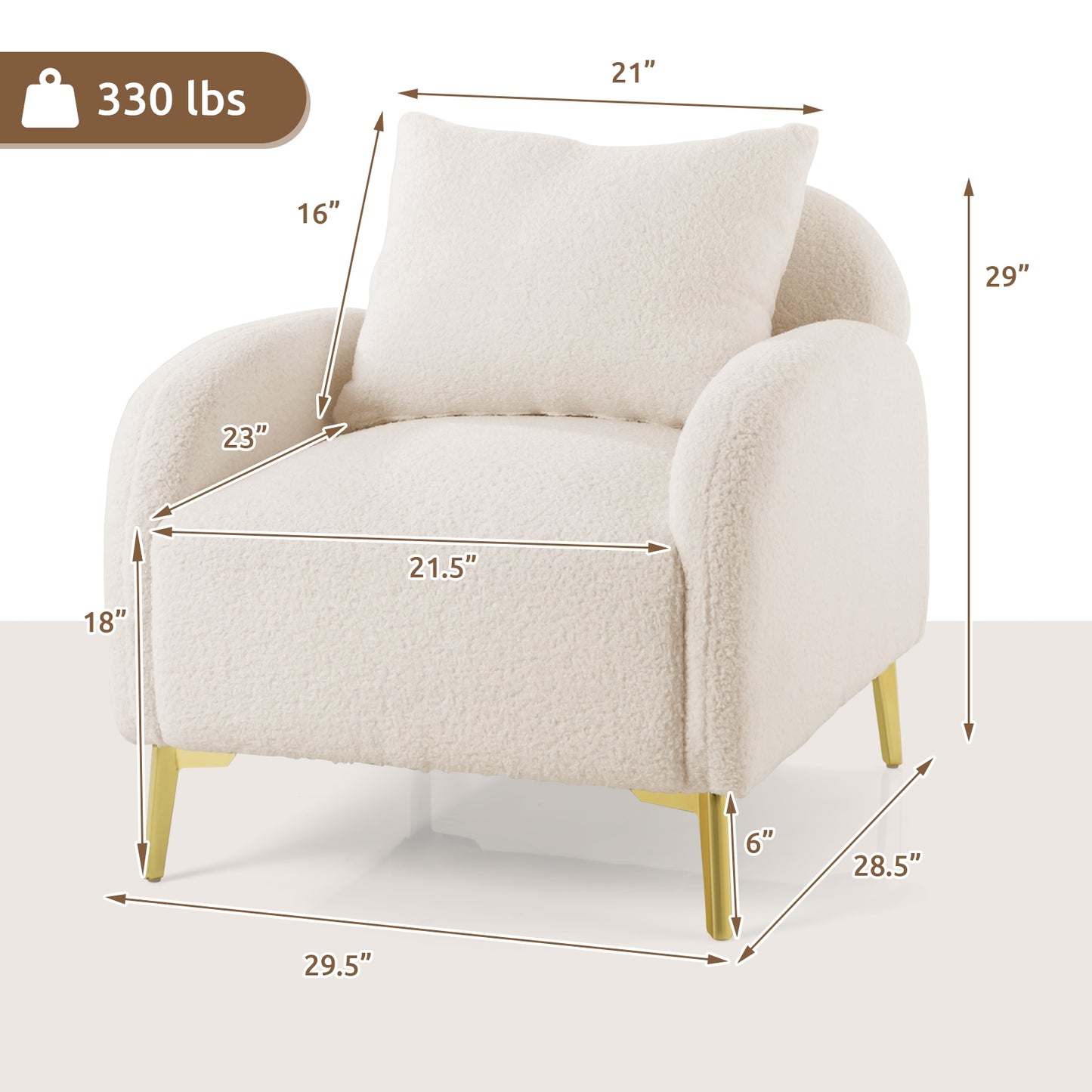Cozy Faux Fur Lounge Chair with Plush Cushion and Removable Pillow