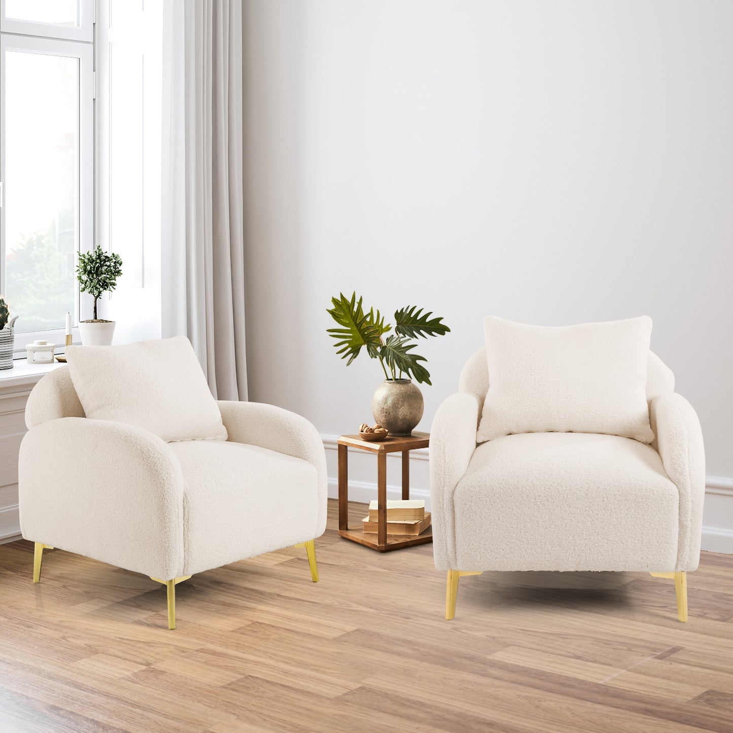 Cozy Faux Fur Lounge Chair with Plush Cushion and Removable Pillow