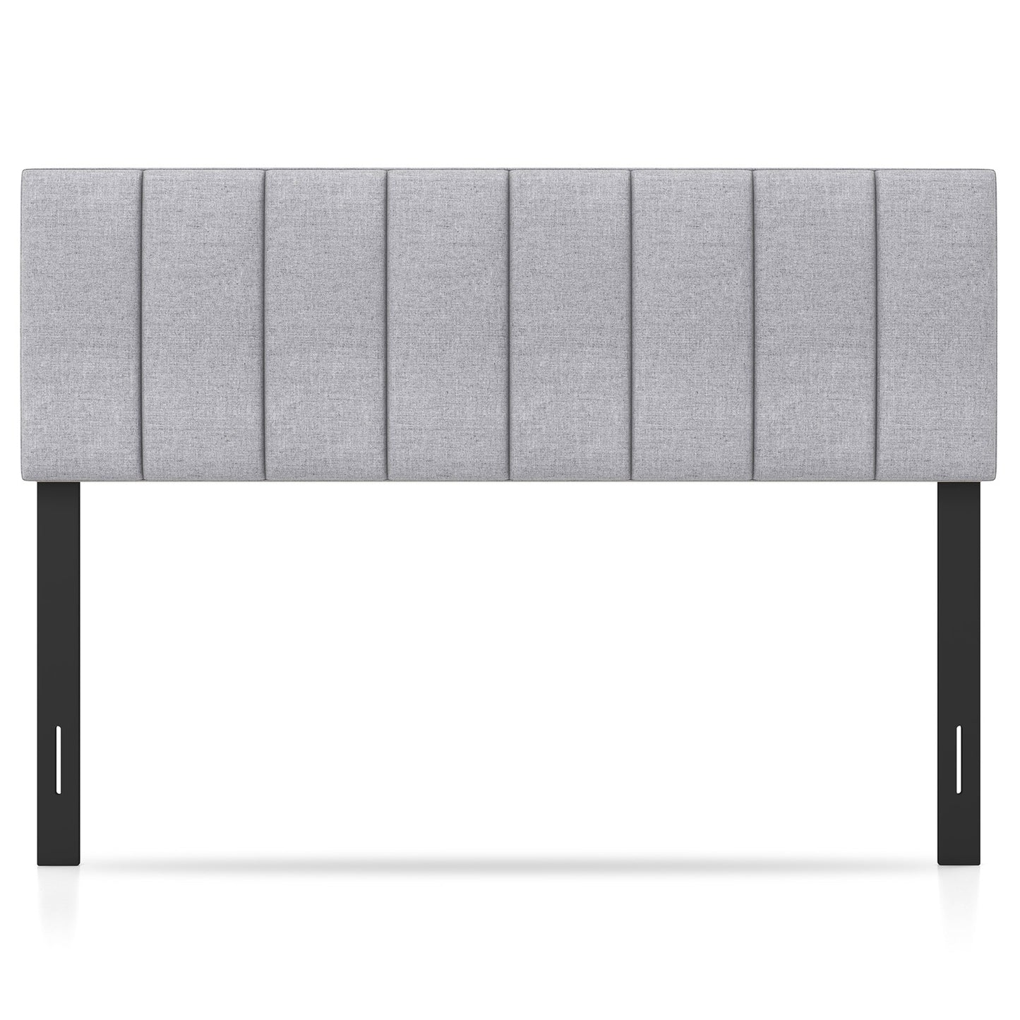 Adjustable Width Linen Upholstered Headboard with Solid Wood Legs - Grey