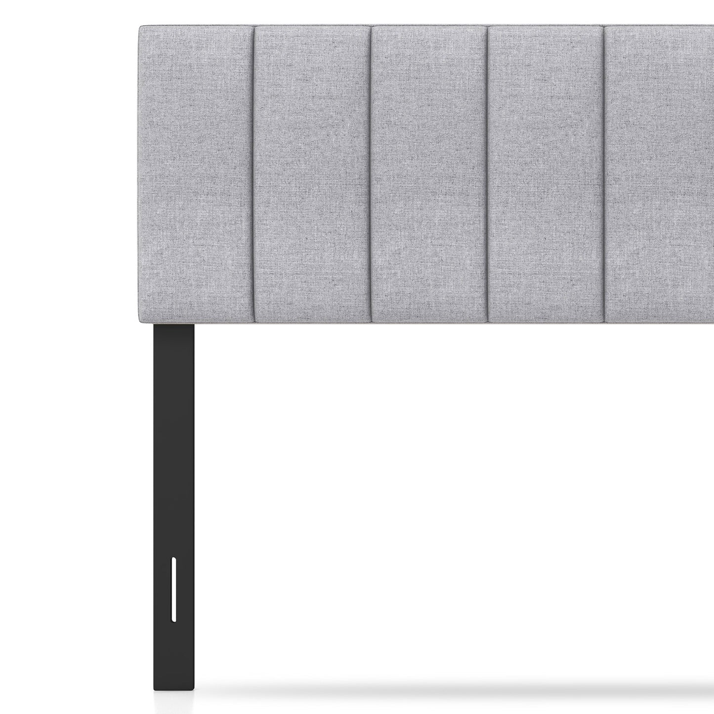 Adjustable Width Linen Upholstered Headboard with Solid Wood Legs - Grey