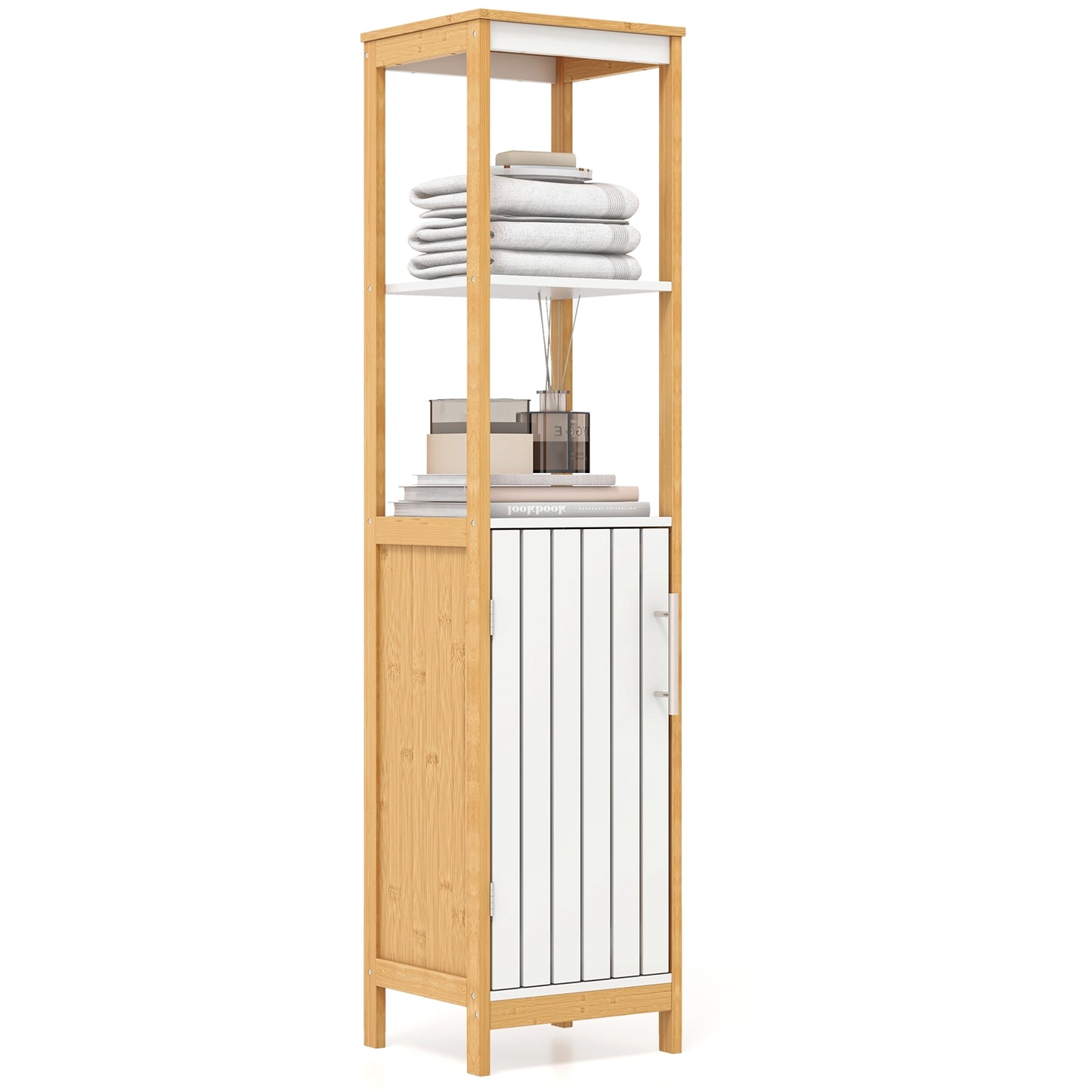 Bamboo Bathroom Cabinet with Adjustable Shelves & Door