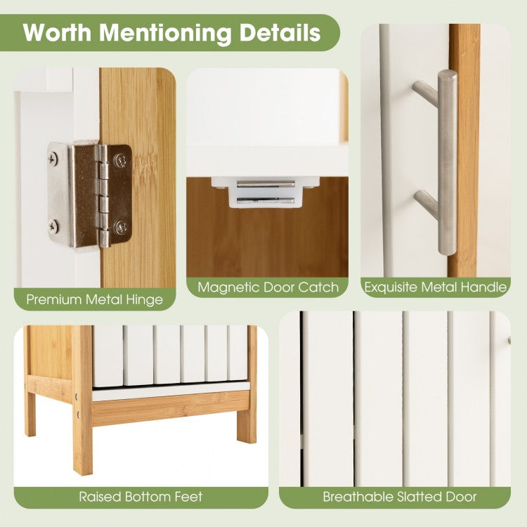 Bamboo Bathroom Cabinet with Adjustable Shelves & Door