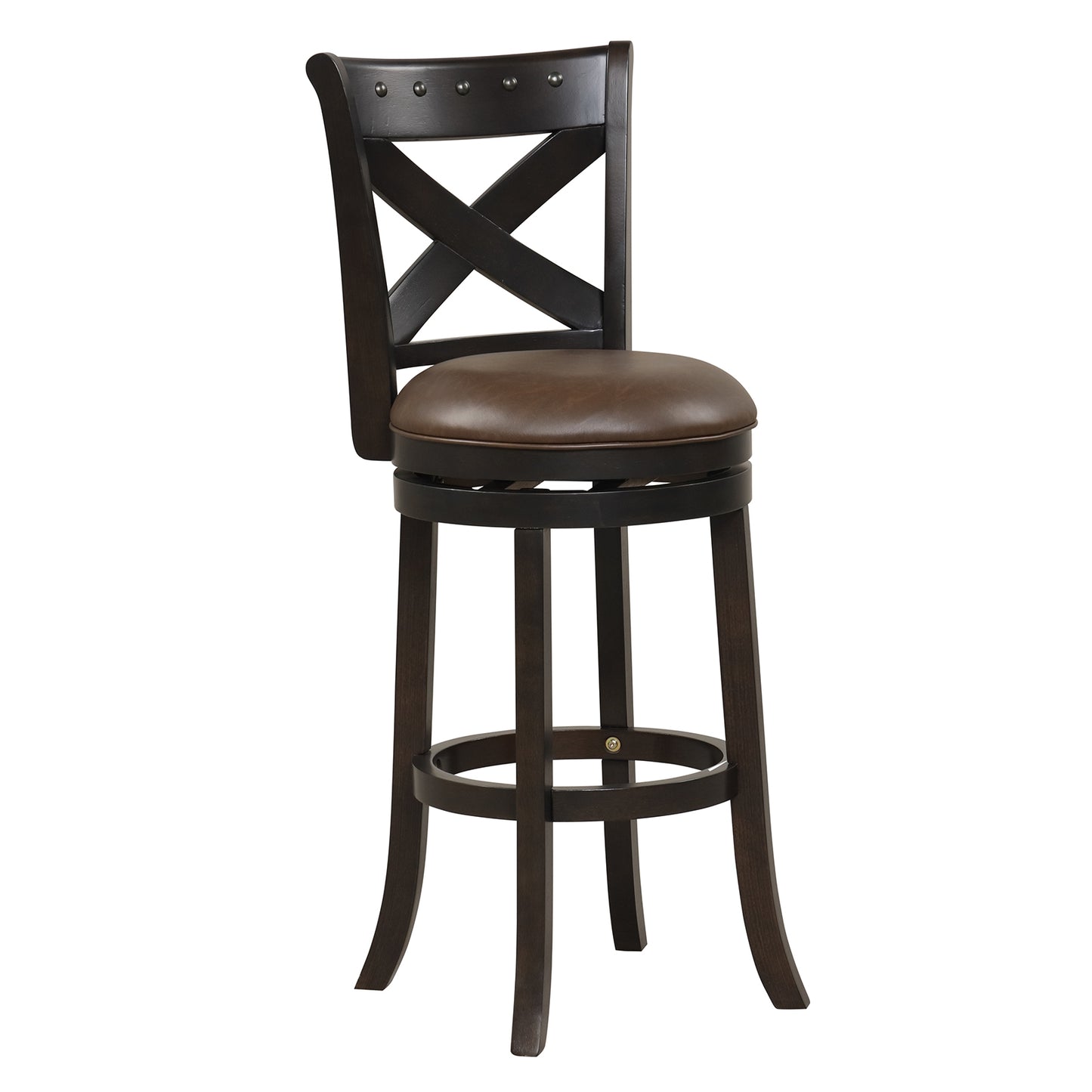 360° Swivel Bar Stool with Curved Backrest and PU Leather Seat with Footrest 31 Inch