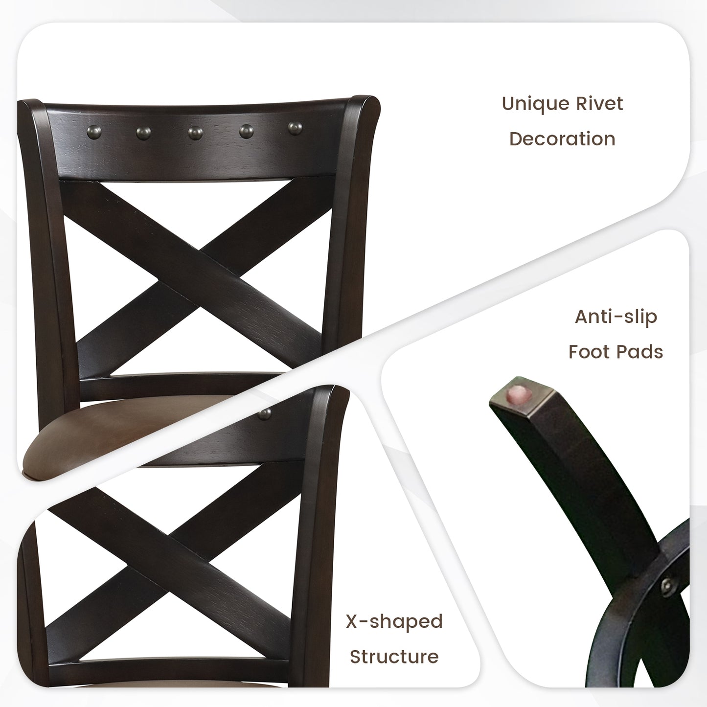 360° Swivel Bar Stool with Curved Backrest and PU Leather Seat with Footrest 26 Inch