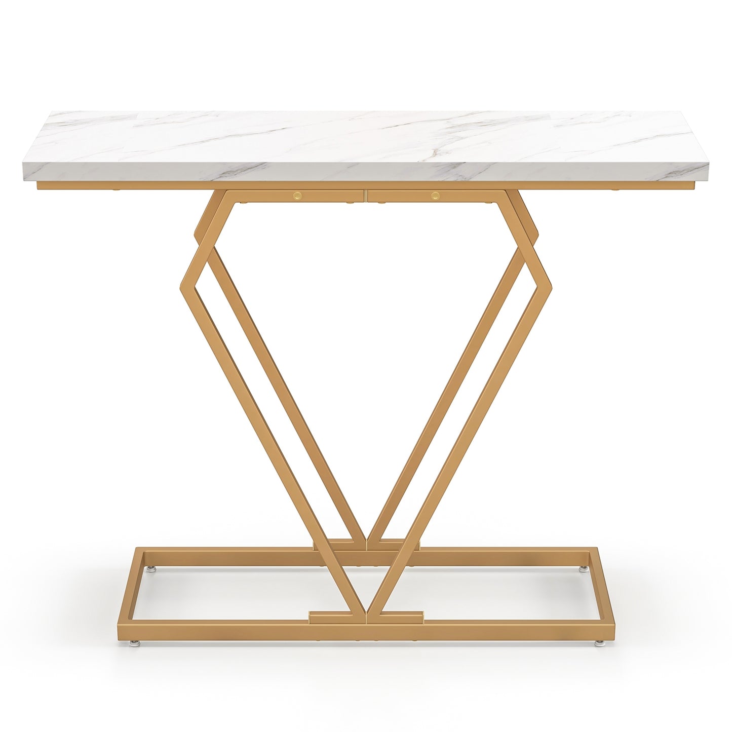 Diamond Frame Gold Console Table for Entryway & Living Room