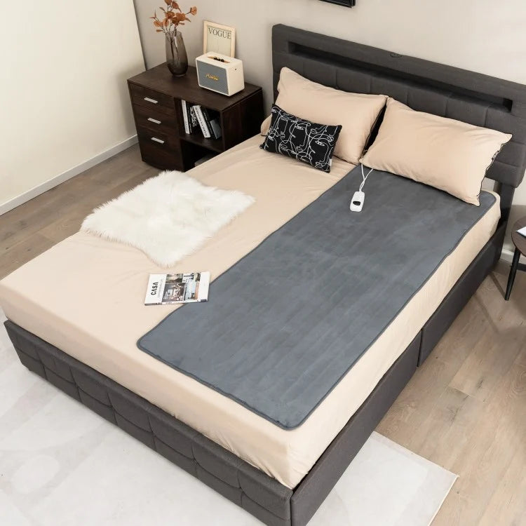5 Level Electric Heated Mattress Pad with Overheat Protection & Fast Heating – Grey