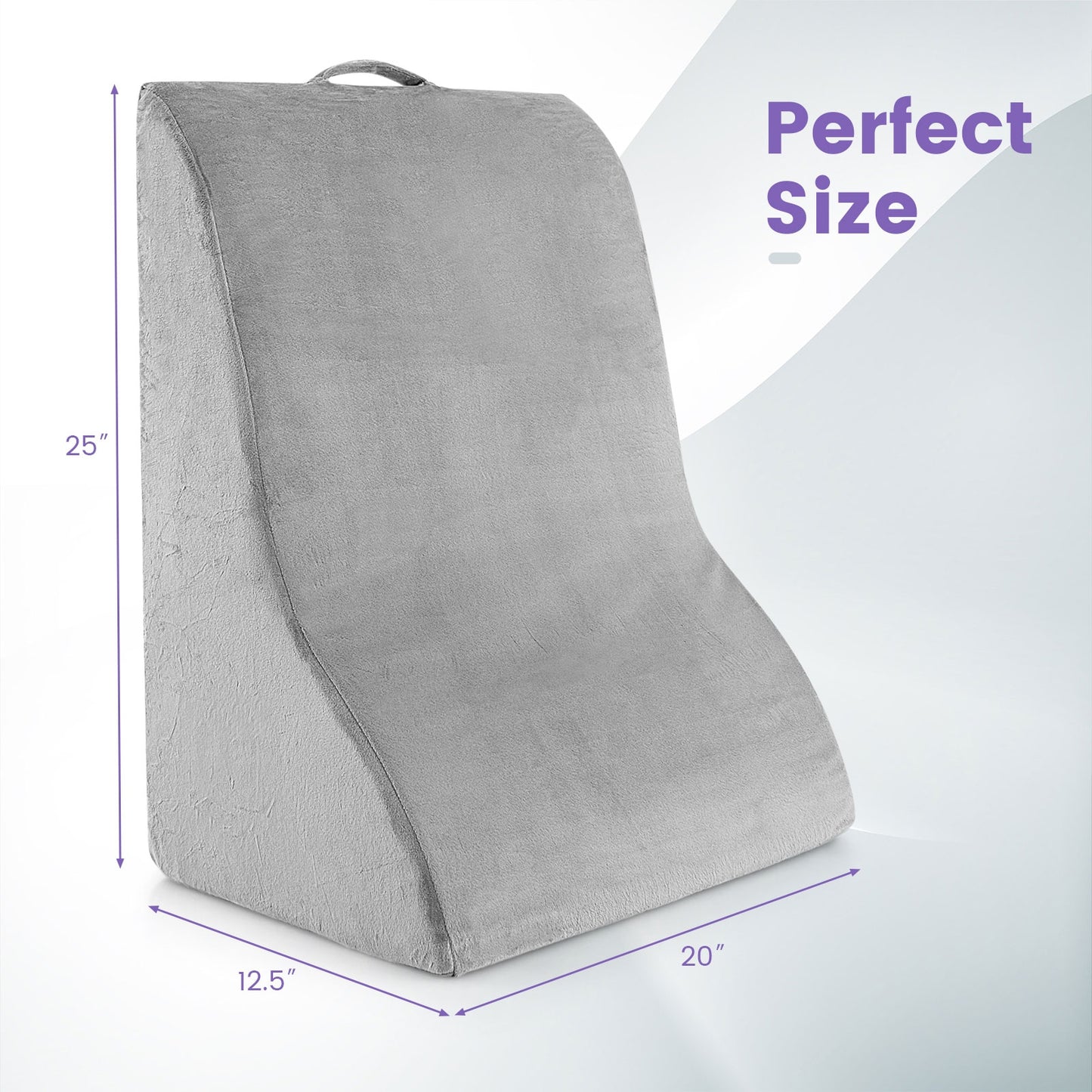 Ergonomic Bed Wedge Pillow for Back Support and Reading with Detachable Cover